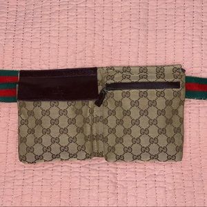 Vintage Gucci Pre-Owned GG Canvas Web Double Pocket Belt Bag